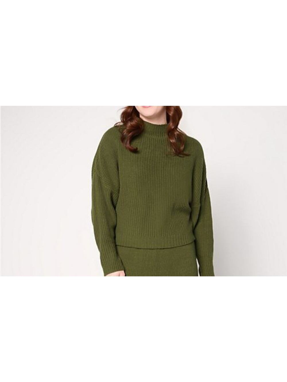 Carla Rockmore Size Med Moss Green Dolman Sleeve Mockneck Sweater A710985 EUC